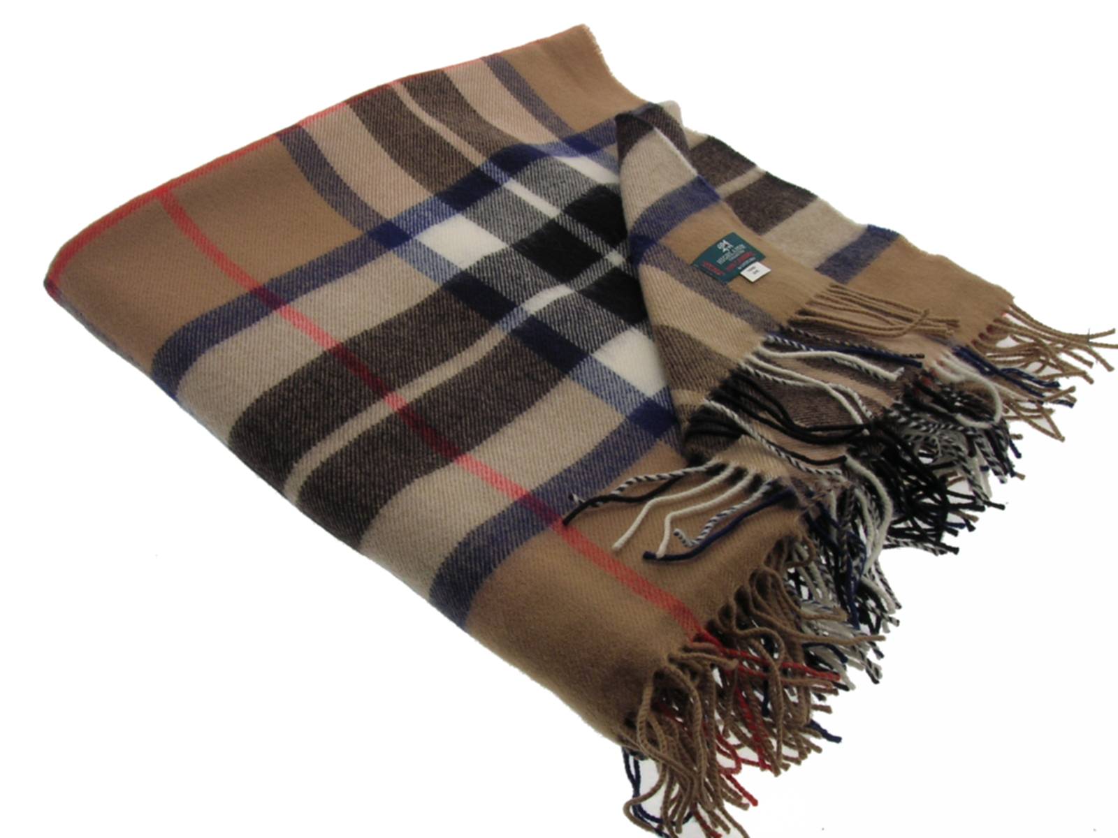 Thompson Camel Tartan Lambswool Blanket - Click Image to Close